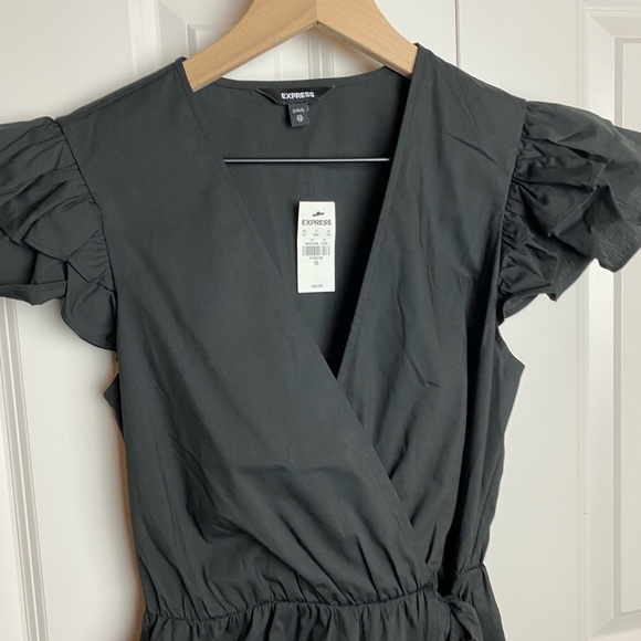 EXPRESS Black Ruffle Wrap Shirt XS - Picture 5 of 8